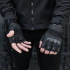 Тактические перчатки, беспалые, с накладкой, Черные XL - изображение 4