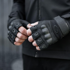 Тактичні рукавички, безпалі, з накладкою, Чорні M - зображення 1