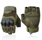 Перчатки тактические COMBAT без пальцев размер XL летние цвет хаки со вставками штурмовые - изображение 4