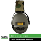 Тактичні навушники Sordin Supreme Pro-X Active - EN 352 - Версія з камуфляжною тканиною, подушкою з піни та зеленими капсулами - зображення 4