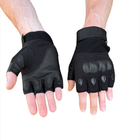 Тактические перчатки военные с открытыми пальцами Армейские перчатки с косточками цвет черный размер М 1 пара - изображение 1