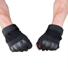 Тактические перчатки военные с открытыми пальцами Армейские перчатки с косточками цвет черный размер М 1 пара - изображение 5