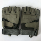 Перчатки тактические с открытыми пальцами летние с косточками Хаки - изображение 1