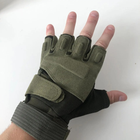 Перчатки тактические с открытыми пальцами летние с косточками Хаки - изображение 5