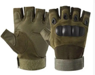 Летние тактические перчатки с открытыми пальцами с косточками Темный Хаки - изображение 3