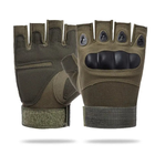 Летние тактические перчатки с открытыми пальцами с косточками Темный Хаки - изображение 6
