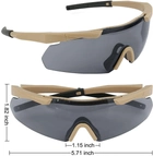 Тактические защитные очки Xaegistac с 3 линзами (Khaki Frame) - изображение 2