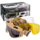 Тактичні захисні окуляри. 3 різнізмінні лінзи,Туреччина, тактична маска протиосколочна, протитуманна ATTACK - зображення 1