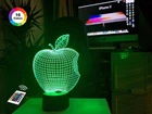 3D ночник "Apple" (УВЕЛИЧЕННОЕ ИЗОБРАЖЕНИЕ) + пульт ДУ + сетевой адаптер + батарейки (3ААА) 3DTOYSLAMP