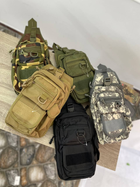 Тактическая нагрудная сумка с кобурой, много отделений, прочная и многофункциональная с липучкой Камуфляж Песочный - изображение 3