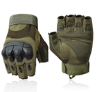 Тактические военные перчатки без пальцев олива M размер - изображение 4