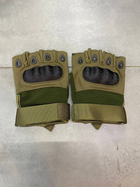 Тактичні рукавички безпалі олива L - зображення 3