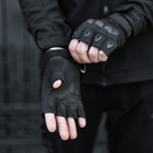 Тактичні Військові Рукавички Без Пальців Для Військових з накладками Чорні Tactical Gloves PRO Black XL Безпалі Армійські Штурмові - зображення 7