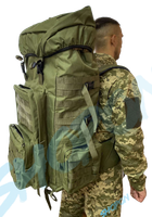 Рюкзак тактичний 70 - 80 літрів об'єм, чоловічий тактичний рюкзак 70л - 80л, водовідштовхувальний оксфорд, Bounce ar. OLIV-70-80L, колір олива - зображення 2