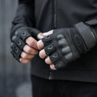 Перчатки Тактические черный казак беспалые с накладкой Черный M SSpe1 213 - изображение 3