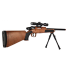 Страйкбольная Снайперская пневматическая винтовка CYMA ZM51W с пульками и прицелом 110 см Коричневая - изображение 1