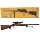 Страйкбольная Снайперская пневматическая винтовка CYMA ZM51W с пульками и прицелом 110 см Коричневая - изображение 3