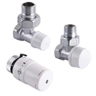 Краны радиаторные угловые ARCO 1/2" подача + обратка + термоголовка KC001 KCТ01 М30