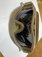 Тактические очки маска с сменными фильтрами (3шт) панорамные вентилируемые цвет песок (кайот) - изображение 3