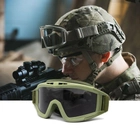 Тактические очки-маска с 3 сменными линзами и чехлом / Защитные очки из поликарбоната, цвет черный - изображение 5