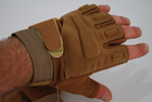 Тактичні рукавички без пальців з гумовими накладками 9062_M_Beige - зображення 1