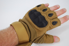 Тактичні рукавички без пальців з карбоновими накладками 9068_M_Beige - зображення 1