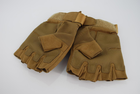 Тактичні рукавички без пальців з карбоновими накладками 9068_M_Beige - зображення 3
