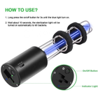 Портативная перезаряжаемая лампа UV со встроенной батареей + лампа дезинфекции стерилизатора озона USB для автомобиля/кухни/кабинета обуви/туалета/гардероба/гостиницы черная 5W - зображення 2