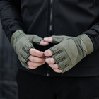 Тактичні рукавиці безпалі з накладкою uwest хакі Розмір XL - изображение 6