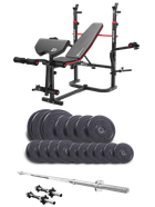 Набор Elitum Titan 68кг со скамьей HS-1065HB Pro, штангой и гантелями