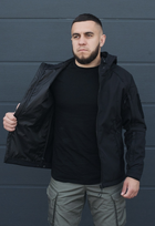Куртка тактическая на молнии с капюшоном soft shell M oborona black - изображение 4