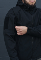 Куртка тактическая на молнии с капюшоном soft shell XS oborona black - изображение 9