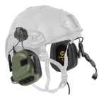 Активні навушники Earmor M32H для стрільби, тактичні, захисні з кріпленням на шолом та мікрофоном Зелені - зображення 1