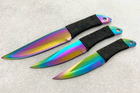 Ножі метальні набір з 3 штук, колір градієнт у комплекті 3 розмірів ножів - зображення 3