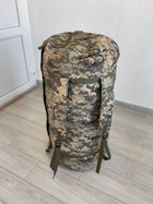 Сумка баул-рюкзак влагозащитный тактический армейский военный 120 л Пиксель - изображение 3