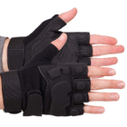 Щільні тактичні армійські рукавички з відкритими пальцями на липучці для риболовлі полювання PRO TACTICAL чорні АН8811 розмір М - зображення 1