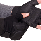 Плотные тактические перчатки армейские с открытыми пальцами на липучке для рыбалки охоты PRO TACTICAL черные АН8811 размер М - изображение 3