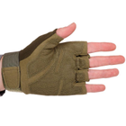 Щільні тактичні армійські рукавички з відкритими пальцями на липучці для риболовлі полювання PRO TACTICAL оливкові АН8811 розмір М - зображення 5