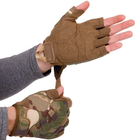 Щільні тактичні армійські рукавички з відкритими пальцями на липучці для риболовлі полювання PRO TACTICAL камуфляжні АН8808 розмір L - зображення 2