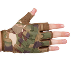 Щільні тактичні армійські рукавички з відкритими пальцями на липучці для риболовлі полювання PRO TACTICAL камуфляжні АН8808 розмір L - зображення 5