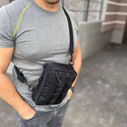 Тактическая черная нагрудная сумка барсетка через плечо бананка PUSHKA - изображение 5