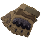 Защитные тактические военные перчатки без пальцев с защитными костяшками для охоты PRO TACTICAL оливковые АН8805 размер XL - изображение 6