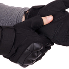 Защитные тактические военные перчатки без пальцев с защитными костяшками для охоты PRO TACTICAL черные АН8805 размер XL - изображение 3