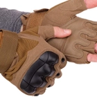 Защитные тактические военные перчатки без пальцев с защитными костяшками для охоты PRO TACTICAL хаки АН8805 размер М - изображение 3