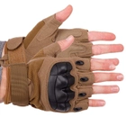 Защитные тактические военные перчатки без пальцев с защитными костяшками для охоты PRO TACTICAL хаки АН8805 размер XL - изображение 1