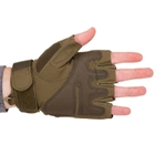 Захисні тактичні військові рукавички без пальців із захисними кісточками для полювання PRO TACTICAL оливкові АН8805 розмір М - зображення 4