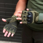 Тактичні рукавички Combat Tac безпалі військові Хакі M - зображення 5