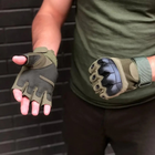 Тактичні рукавички Combat Tac безпалі військові Хакі XL - зображення 4