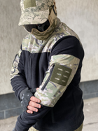 Кофта флисовая мужская военная тактическая с липучками под шевроны ВСУ (ЗСУ) Мультикам 8045 52 размер черная - изображение 4