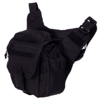 Прочная тактическая сумка через плечо военная однолямочная из ткани SILVER KNIGHT Черная (517) - изображение 5